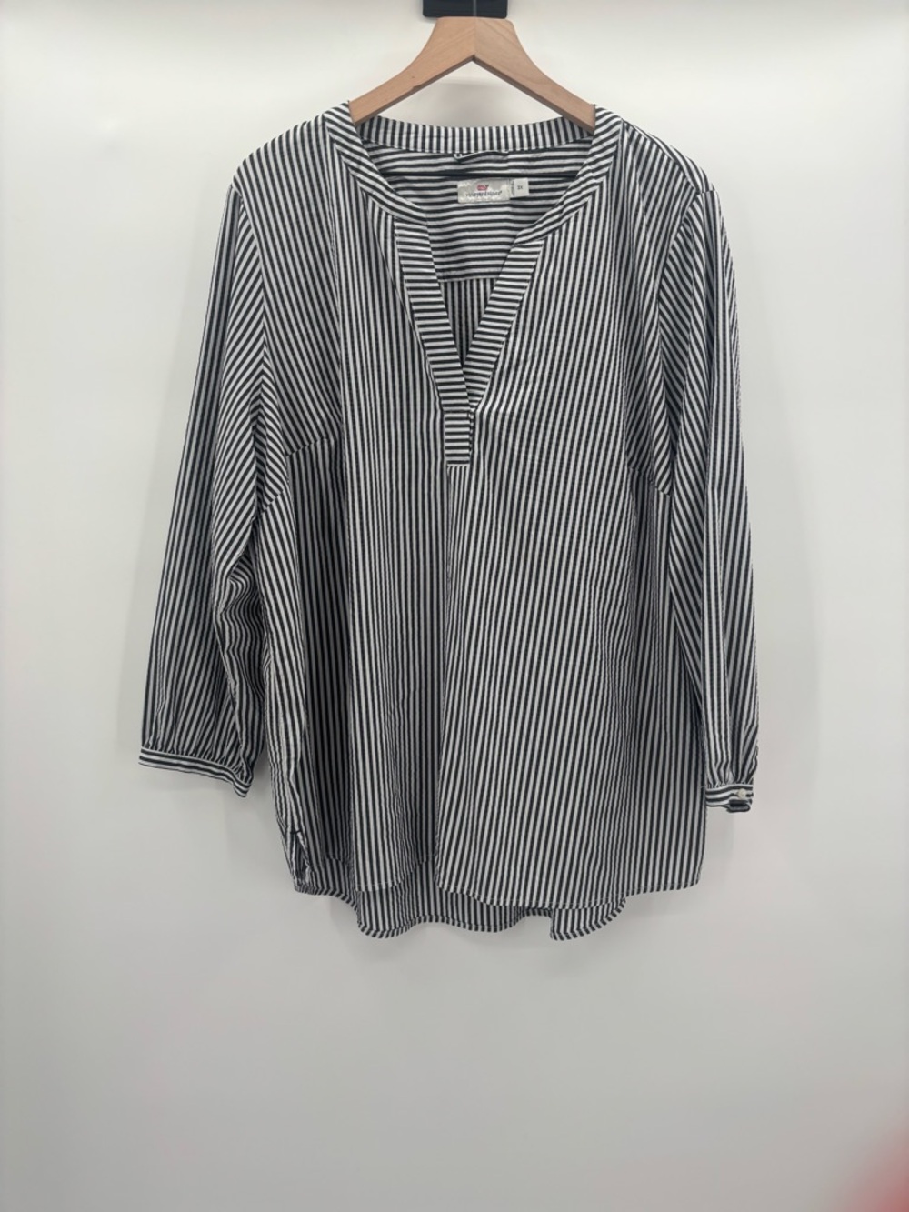 Vineyard Vines Dark Gray and White Striped Pullover Tunic Shirt Size 3X